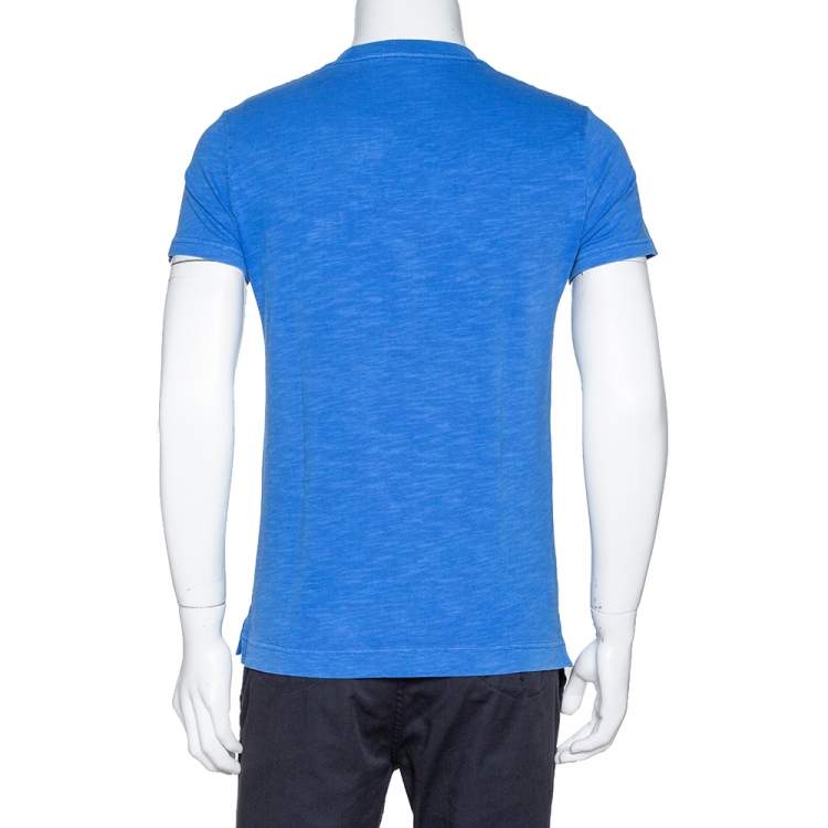 Pre Owned Burberry Brit Blue Cotton Knit Logo Hardware Detail T Shirt S