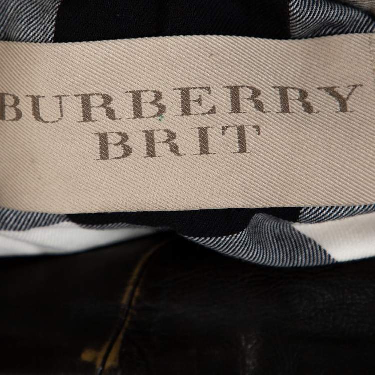 Pre Owned Burberry Brit Brown Leather Belted Jacket L