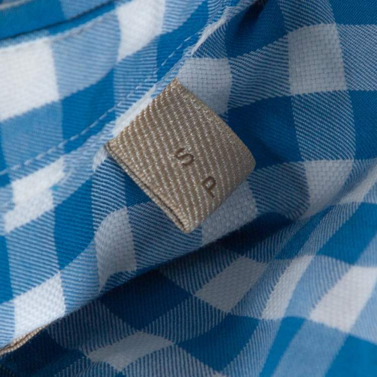 Pre Owned Burberry Blue Gingham Check Cotton Short Sleeve Shirt S