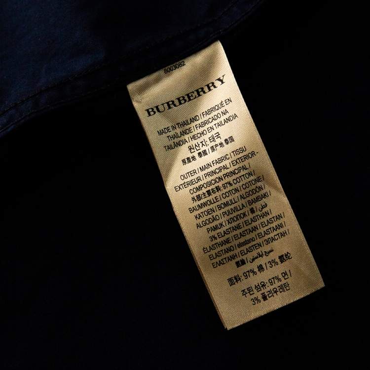 Pre Owned Burberry Navy Blue Cotton Multi Button Long Sleeve Shirt XL