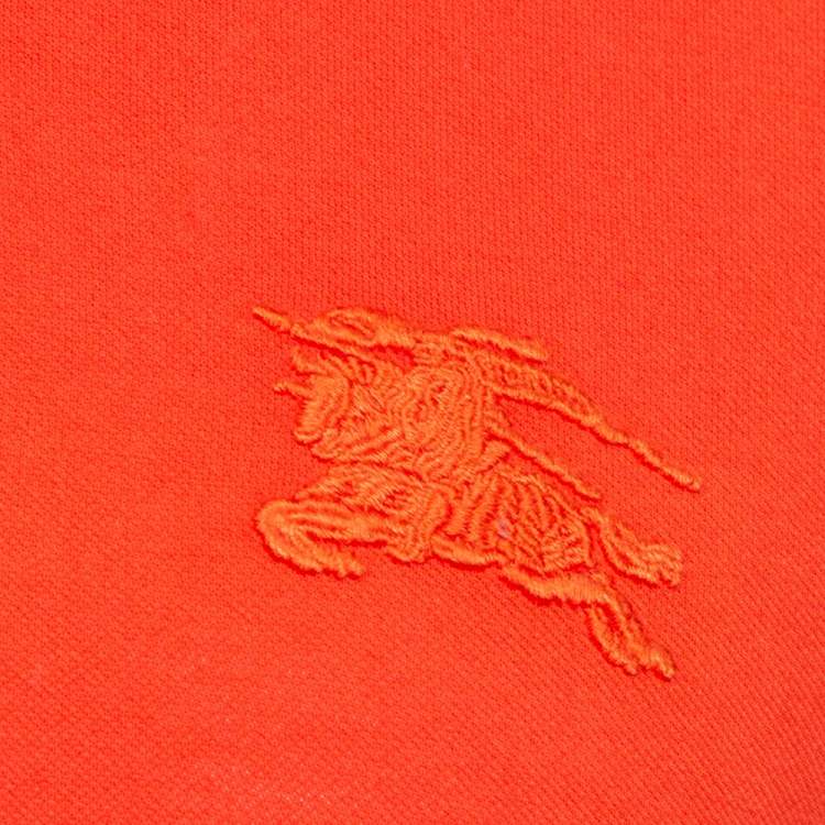 Pre Owned Burberry Brit Orange Cotton Pique Logo Embroidered Polo T-Shirt M