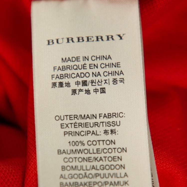 Pre Owned Burberry Brit Orange Cotton Pique Logo Embroidered Polo T-Shirt M