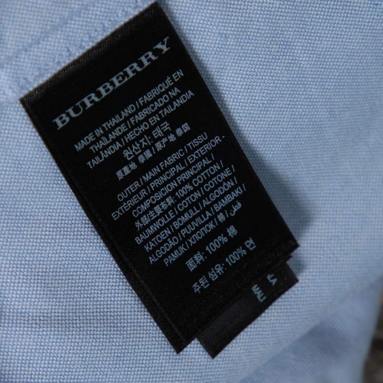 Pre Owned Burberry Light Blue Cotton Oxford Ruffled Detail Long Sleeve Shirt M