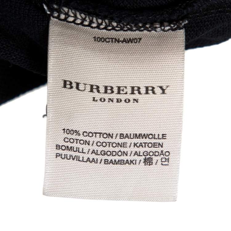 Pre Owned Burberry Black Cotton Embroidered Logo Slim Fit Polo T-Shirt S