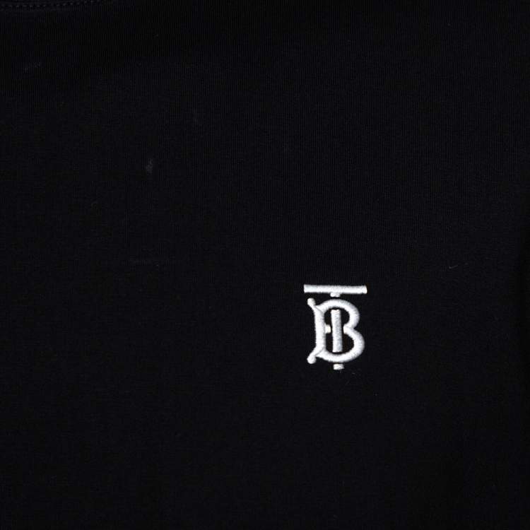 Pre Owned Burberry Black Stretch Cotton Parker Logo Embroidered T-Shirt M