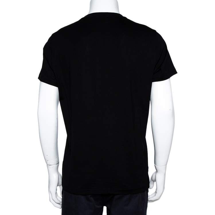 Pre Owned Burberry Black Stretch Cotton Parker Logo Embroidered T-Shirt M