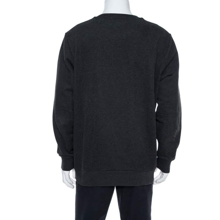 Pre Owned Burberry Black Printed Silk & Knit Sweatshirt XL
