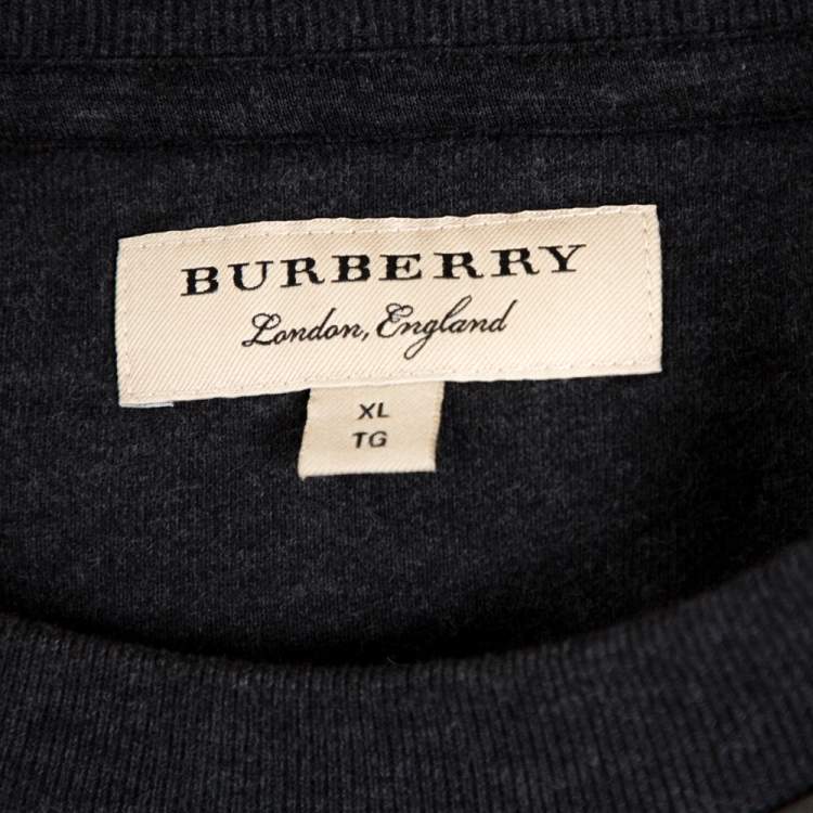 Pre Owned Burberry Black Printed Silk & Knit Sweatshirt XL