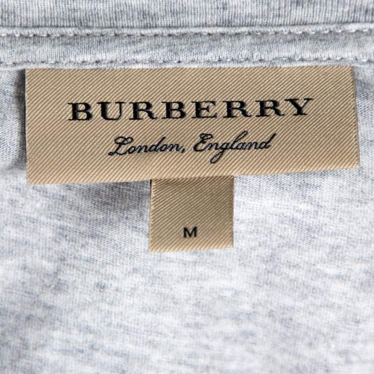 Pre Owned Burberry Grey Melange Cotton Creature Motif Embellished T-Shirt M