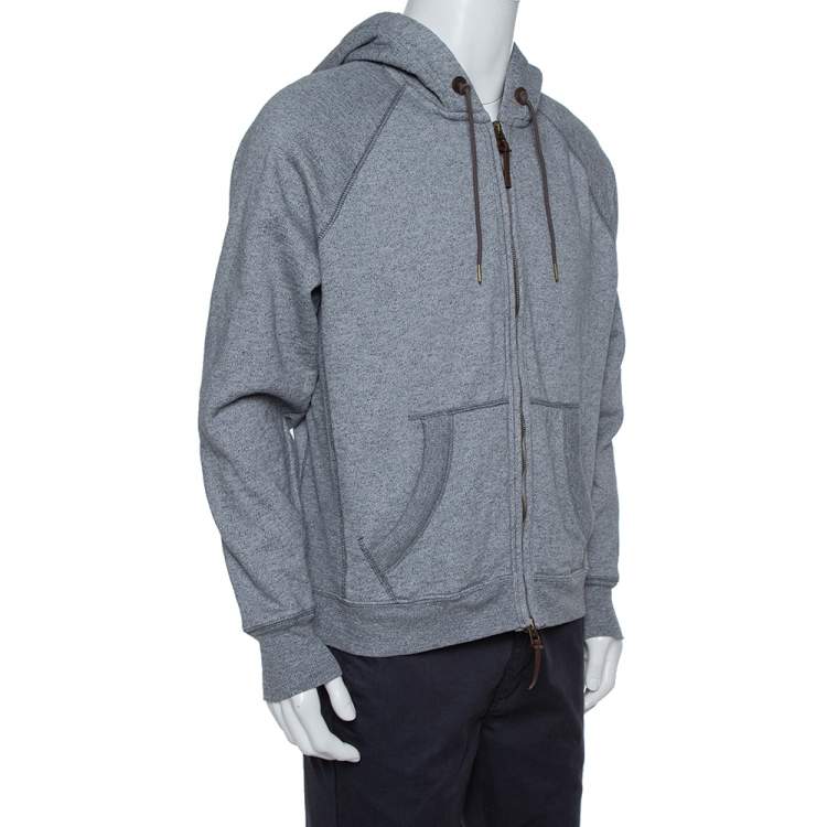 Pre Owned Burberry Grey Knit Elbow Patch Detail Hoodie XL