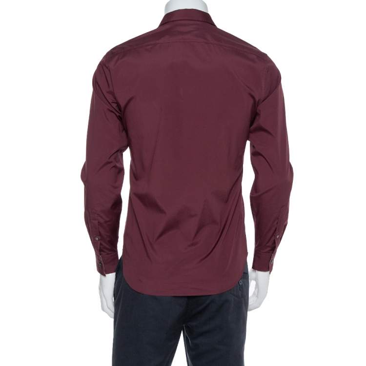 Pre Owned Burberry Brit Burgundy Cotton Long Sleeve Shirt S
