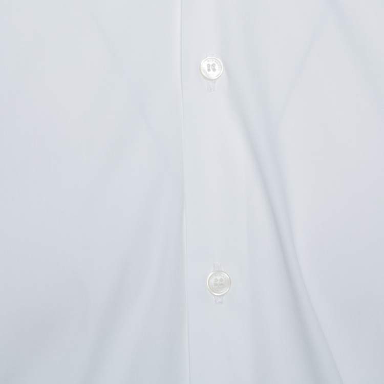 Pre Owned Burberry White Stretch Cotton Long Sleeve Shirt S