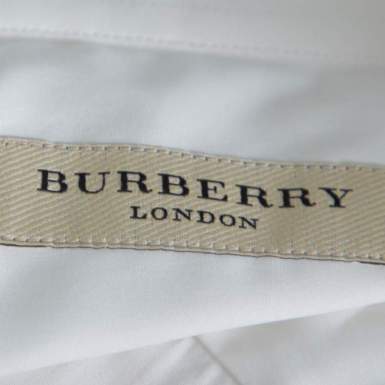 Pre Owned Burberry White Stretch Cotton Long Sleeve Shirt S
