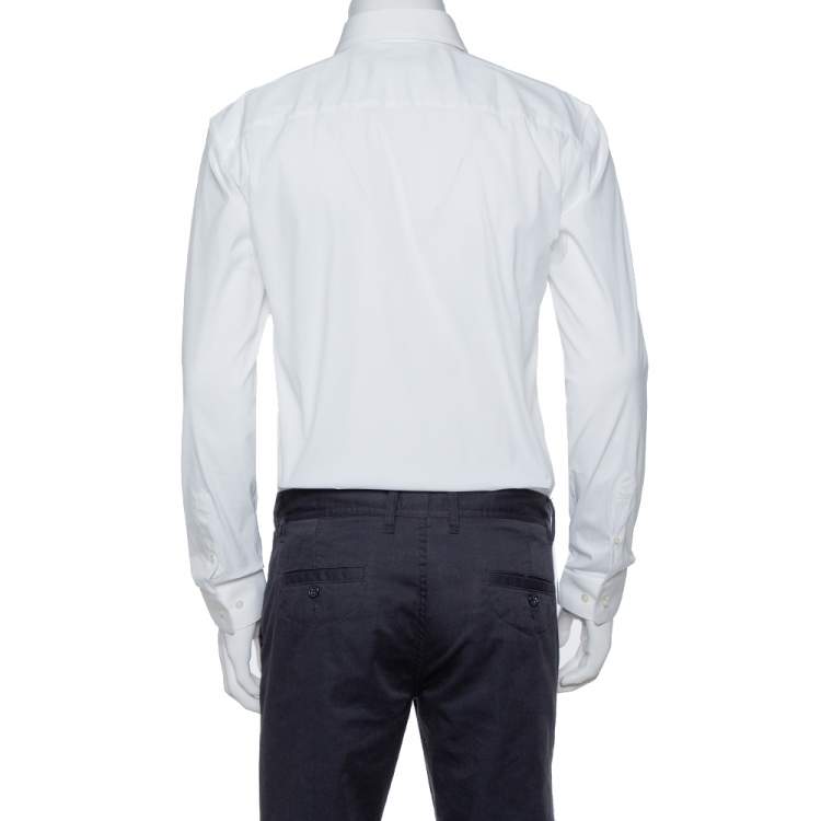 Pre Owned Burberry White Stretch Cotton Long Sleeve Shirt S