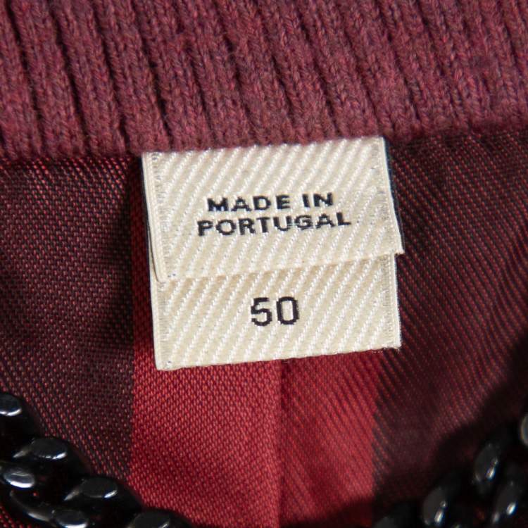 Pre Owned Burberry Burgundy Quilted Synthetic Long Jacket L
