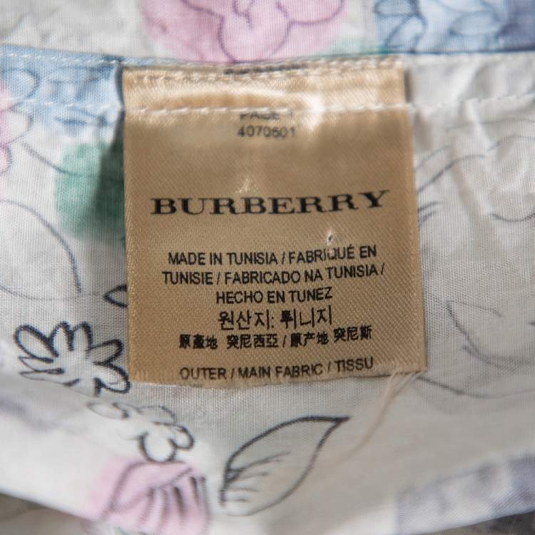مملوكة مسبقًا Burberry Multicolor Watercolor Floral Printed Cotton Button Front Shirt L