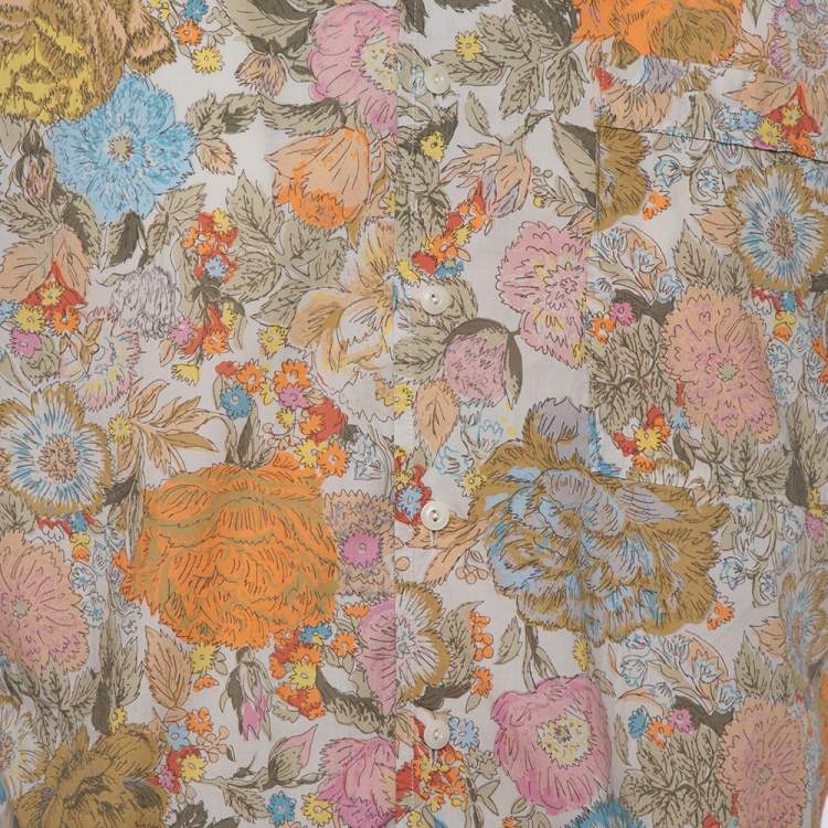 Pre Owned Burberry Multicolor Floral Printed Cotton Bowling Shirt L