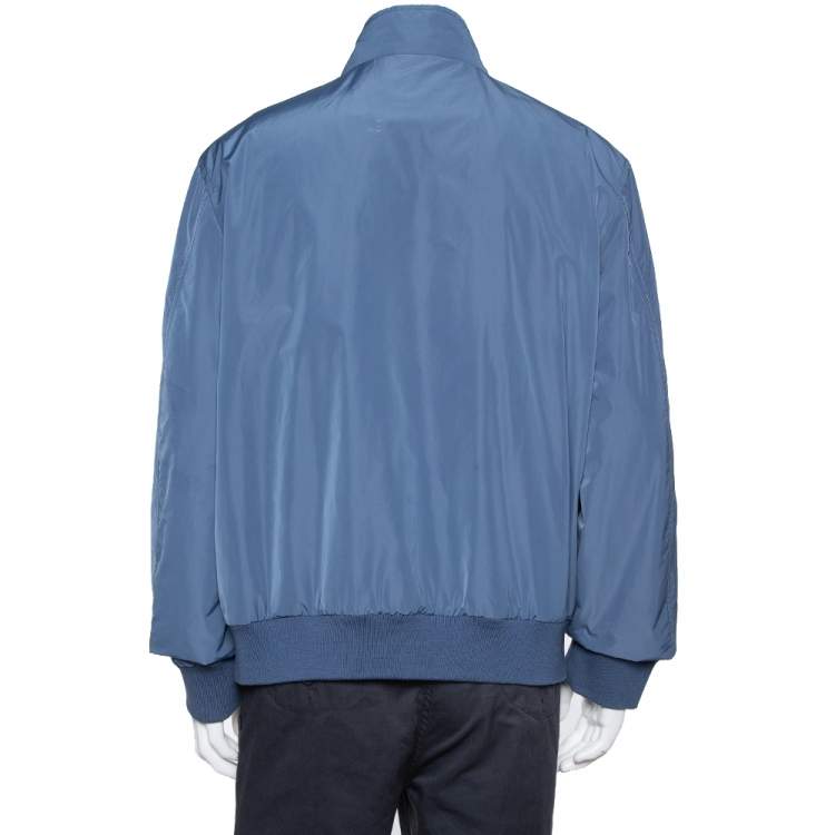 Pre Owned Burberry Brit Jade Blue Synthetic Double Collar Jacket 3XL 