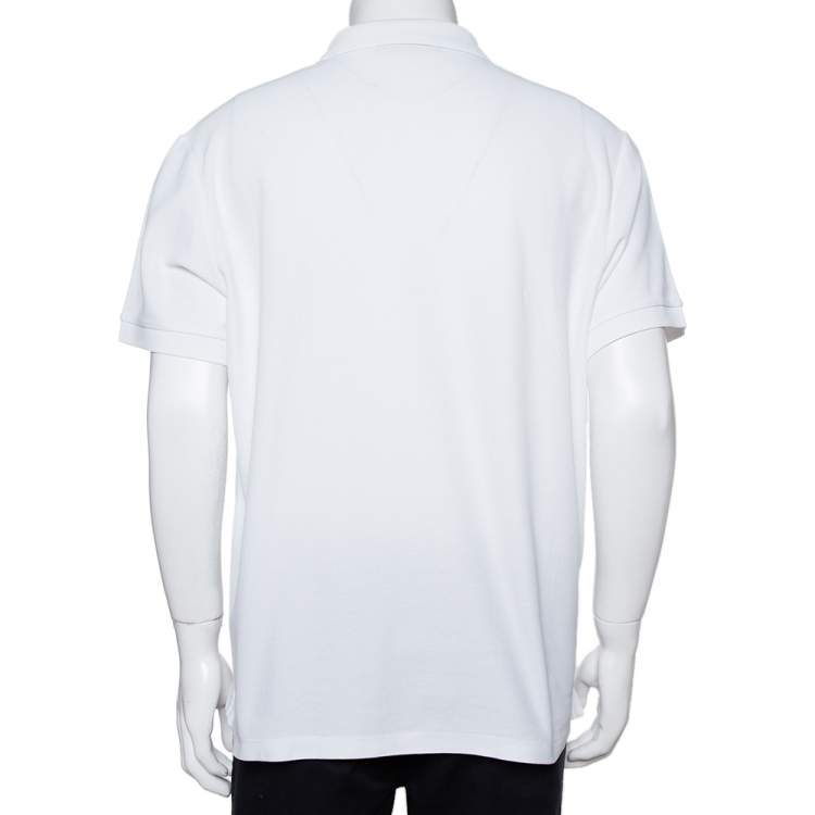 Pre Owned Burberry White Cotton Pique Triple Archive Logo Embroidered Polo T-Shirt XL
