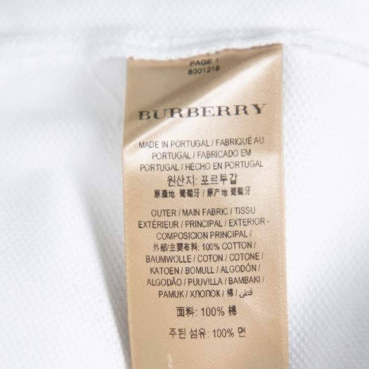 Pre Owned Burberry White Cotton Pique Triple Archive Logo Embroidered Polo T-Shirt XL