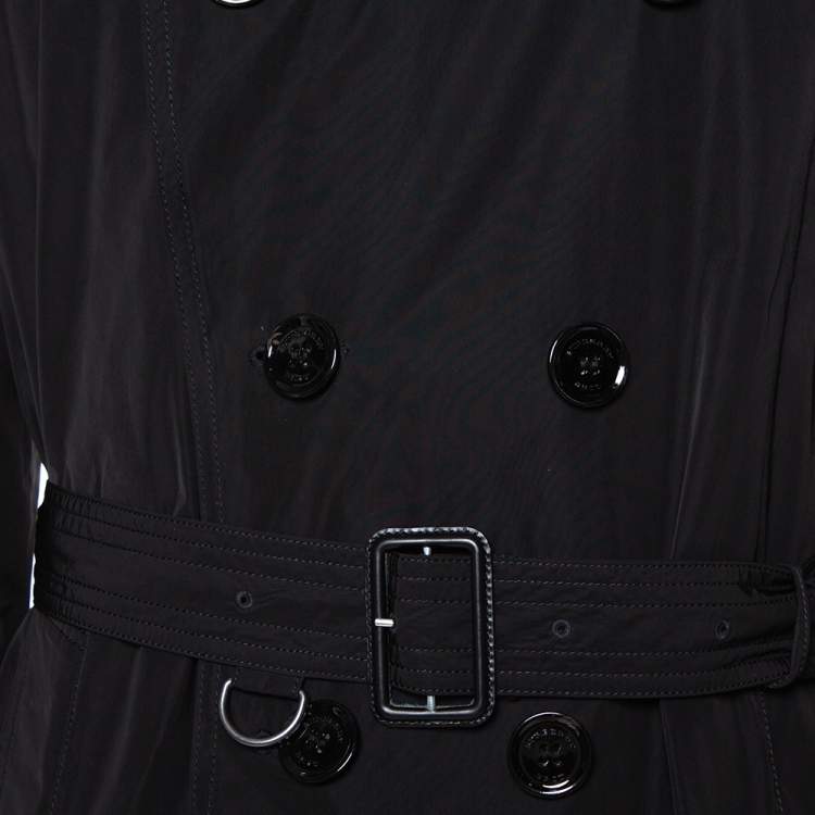 Pre Owned Burberry Black Synthetic Double Breasted Belted Trench Coat XXL