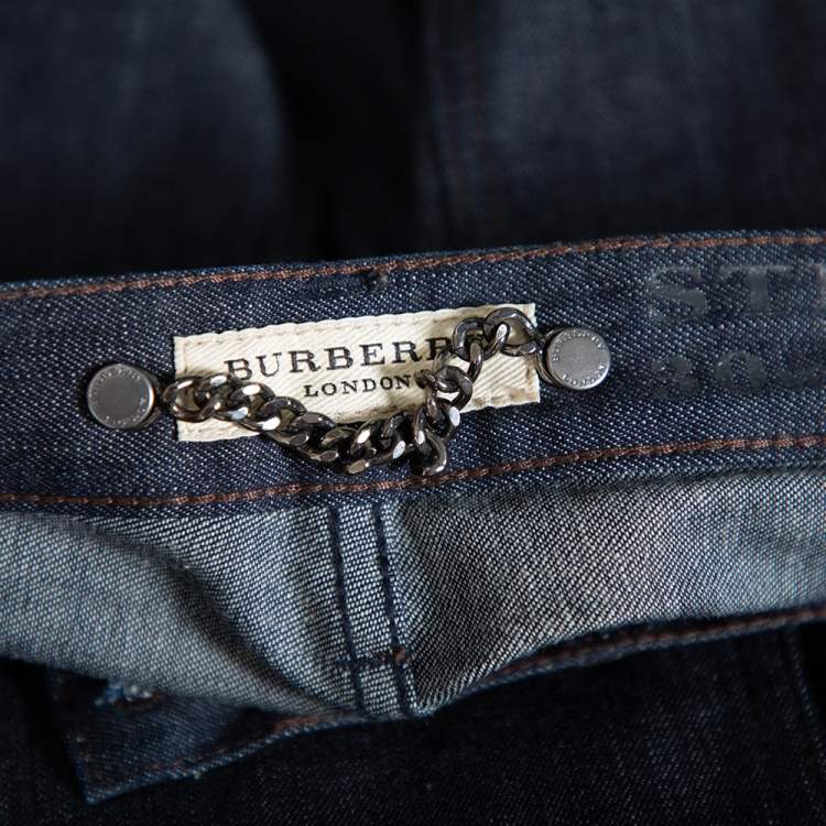 Pre Owned Burberry Navy Blue Denim Straight Leg Steadman Jeans S