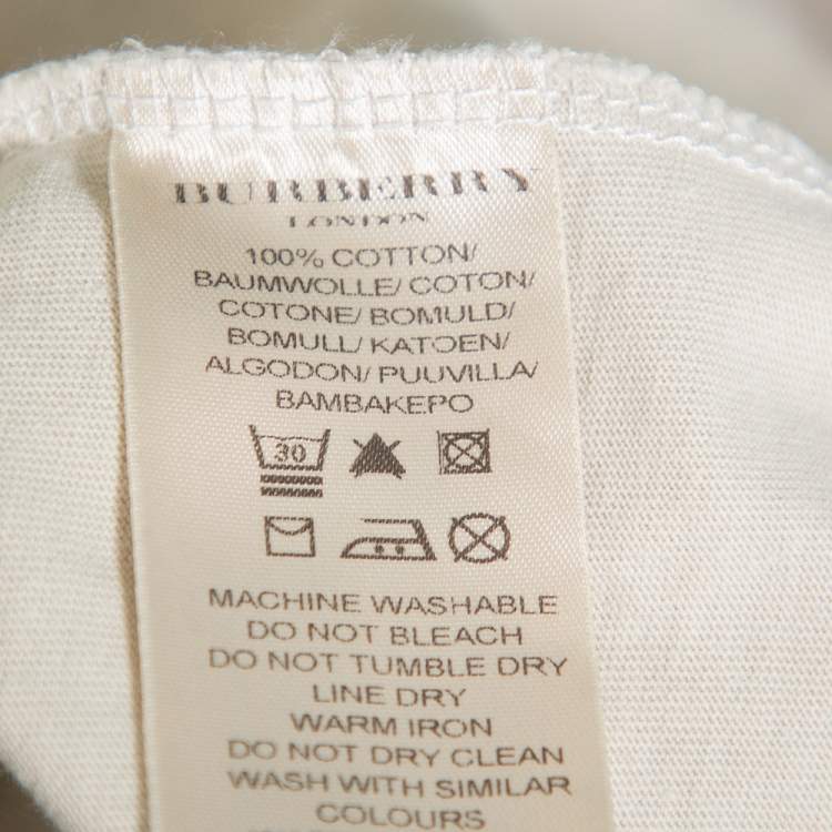 Pre Owned Burberry Beige Novacheck Shoulder Patch Detail T-Shirt L