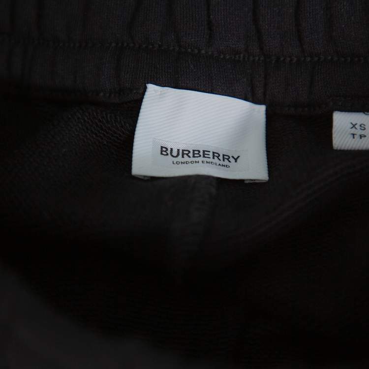Pre Owned Burberry Black Cotton Vintage Check Logo Side Stripe Detail Joggers XS