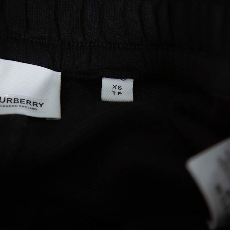 Pre Owned Burberry Black Cotton Vintage Check Logo Side Stripe Detail Joggers XS