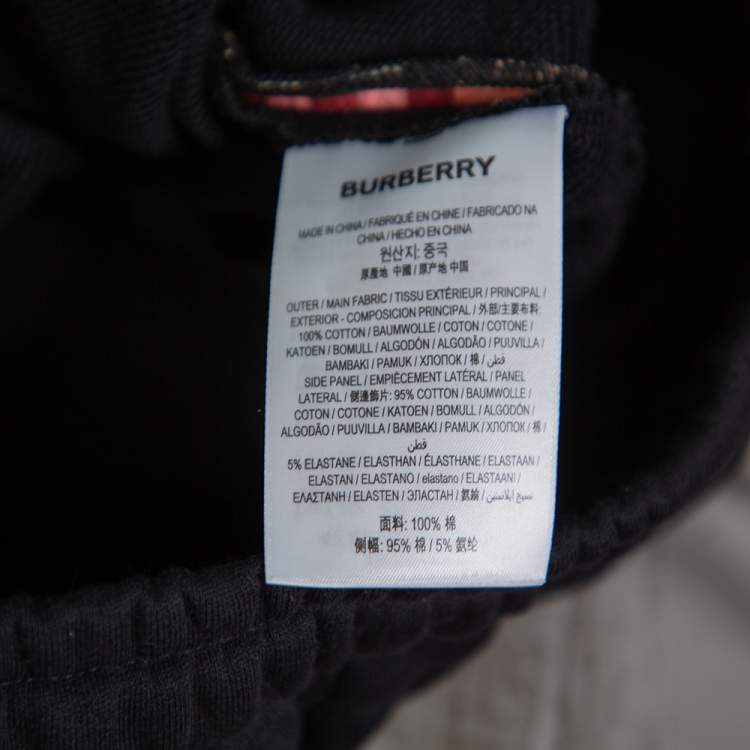 Pre Owned Burberry Black Cotton Vintage Check Logo Side Stripe Detail Joggers XS