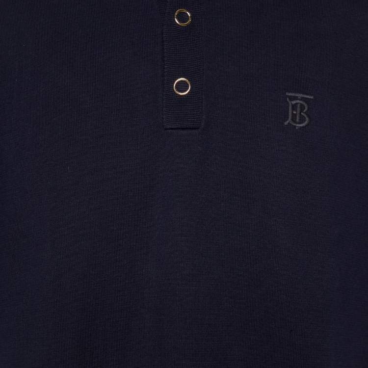 Pre Owned Burberry Navy Blue Cotton Rosston Polo T-Shirt XL