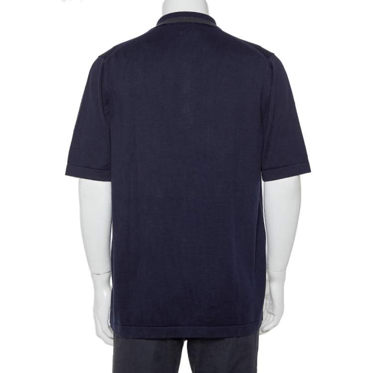 Pre Owned Burberry Navy Blue Cotton Rosston Polo T-Shirt XL