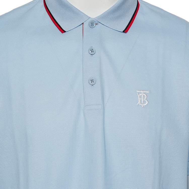 Pre Owned Burberry Blue Icon Striped Cotton Pique Polo T-Shirt XL