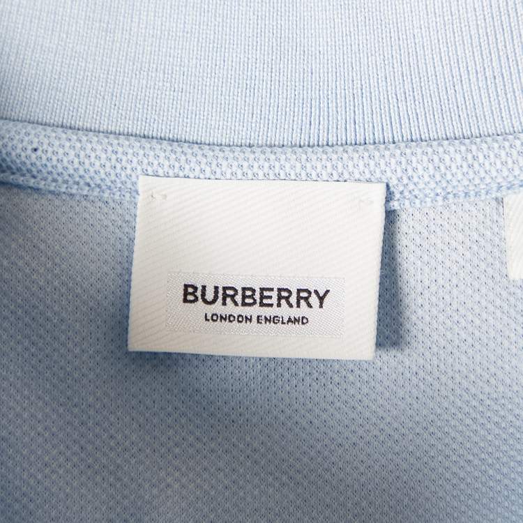 Pre Owned Burberry Blue Icon Striped Cotton Pique Polo T-Shirt XL