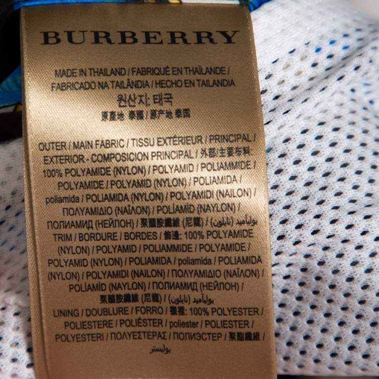Pre Owned Burberry Blue Graffiti Printed Synthetic Zipper Front Shell Jacket XL