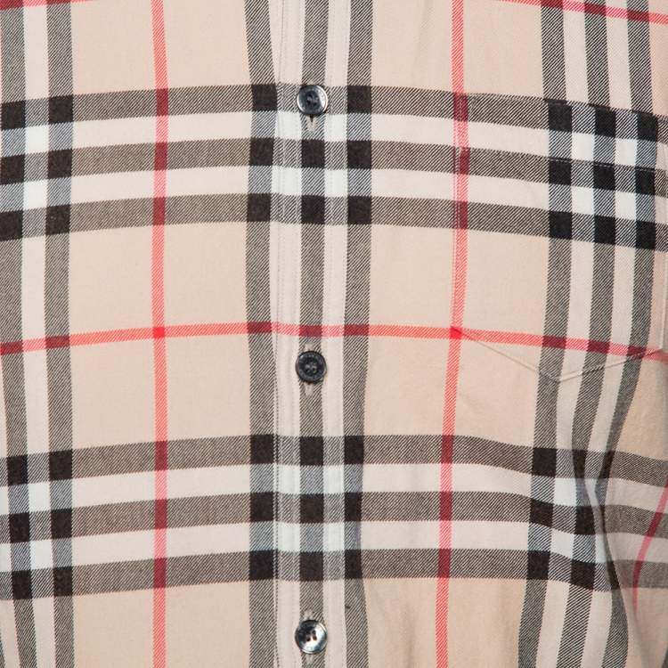 مملوكة مسبقًا Burberry Brit Beige Nova Check Patterned Cotton Button Front Shirt S