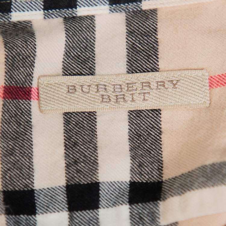 مملوكة مسبقًا Burberry Brit Beige Nova Check Patterned Cotton Button Front Shirt S