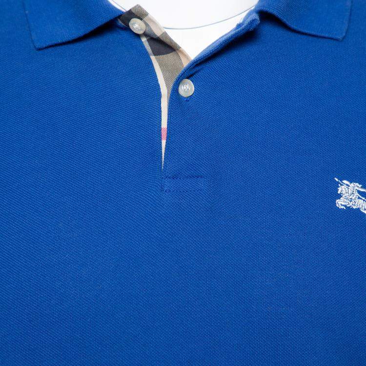 Pre Owned Burberry Brit Blue Cotton Pique Polo T-Shirt L 