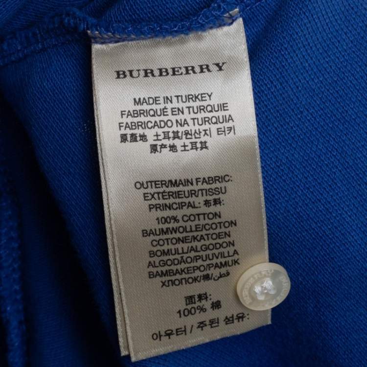 Pre Owned Burberry Brit Blue Cotton Pique Polo T-Shirt L 
