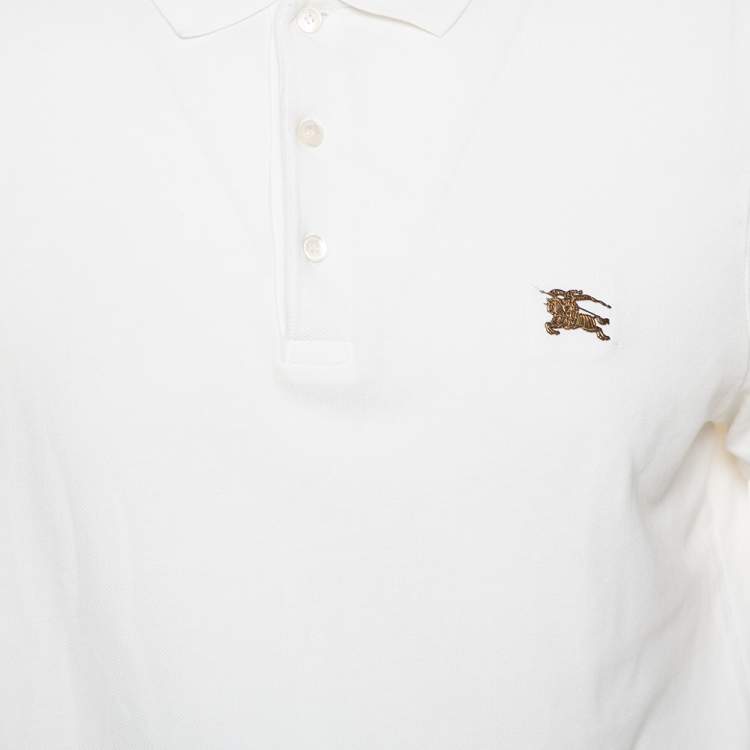 Pre Owned Burberry Brit White Cotton Pique Polo T-Shirt L