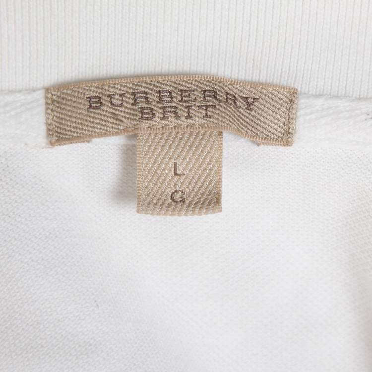 Pre Owned Burberry Brit White Cotton Pique Polo T-Shirt L