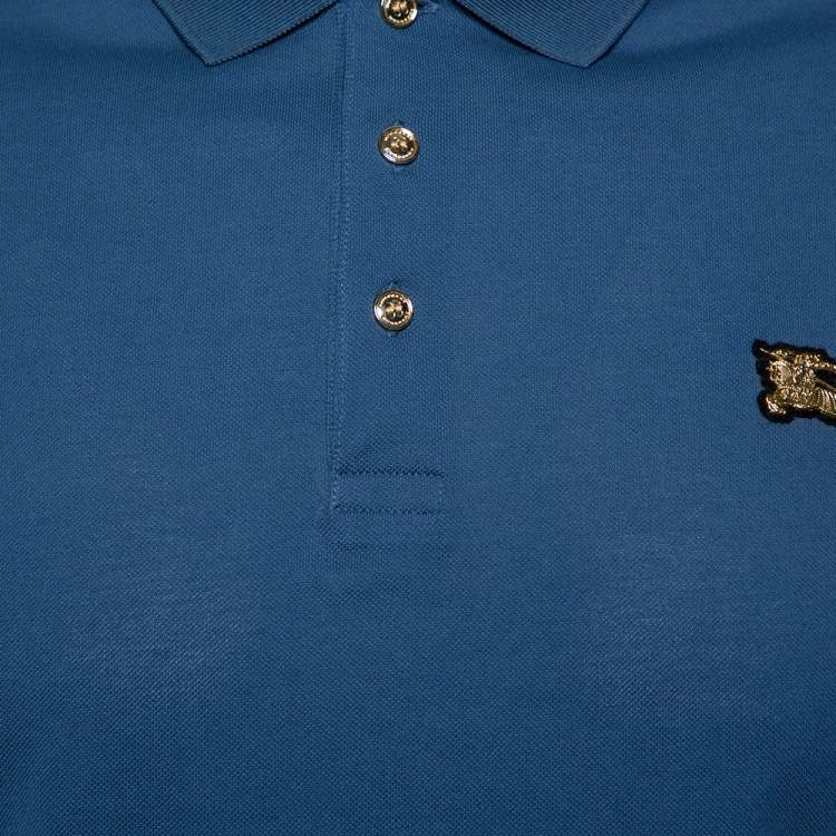 Pre Owned Burberry Teal Blue Cotton Pique Polo T-Shirt M