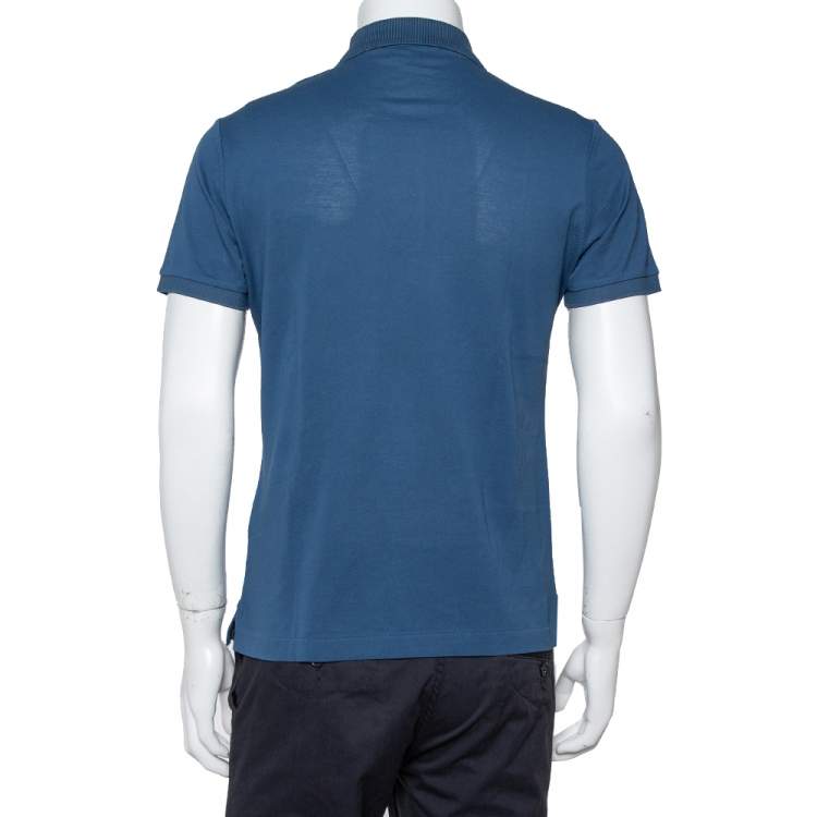 Pre Owned Burberry Teal Blue Cotton Pique Polo T-Shirt M