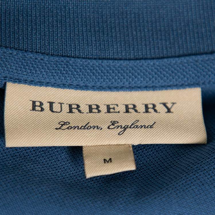 Pre Owned Burberry Teal Blue Cotton Pique Polo T-Shirt M