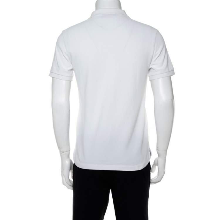 Pre Owned Burberry White Cotton Pique Hatley Abown Polo T-Shirt M