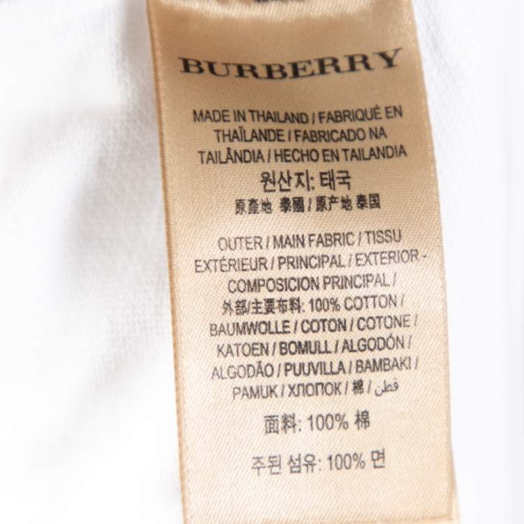 Pre Owned Burberry White Cotton Pique Hatley Abown Polo T-Shirt M