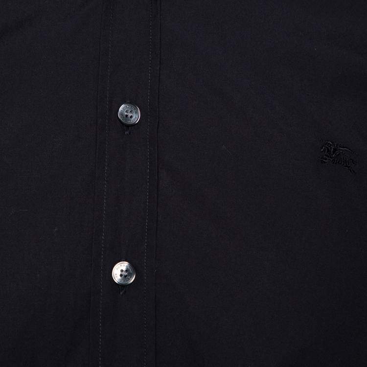 Pre Owned Burberry Brit Black Cotton Nova Check Detail Button Front Shirt S