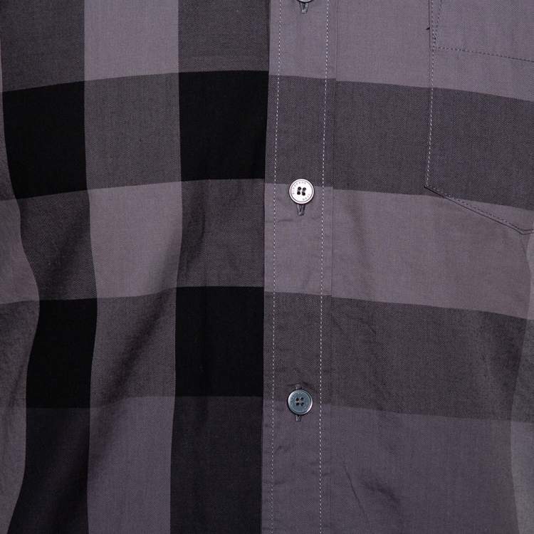 Pre Owned Burberry Brit Dark Grey Check Patterned Cotton Button Front Shirt S