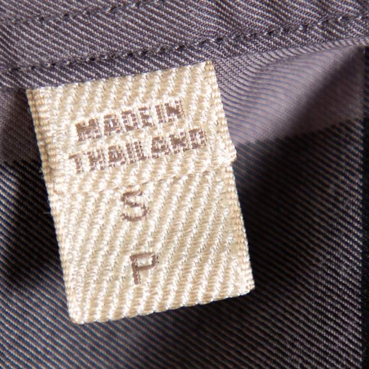 Pre Owned Burberry Brit Dark Grey Check Patterned Cotton Button Front Shirt S