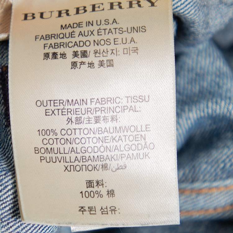 Pre Owned Burberry Brit Navy Blue Washed Effect Denim Straight Leg Jeans M